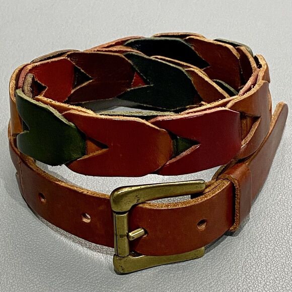FOSSIL Multi-Color Link Leather Belt  Gold Buckle Women’s Small 24”-28” Waist - Picture 1 of 7